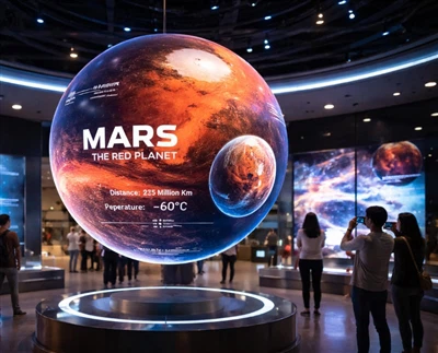 จอแสดงผล LED Sphere สำหรับพิพิธภัณฑ์วิทยาศาสตร์และนิทรรศการที่ดื่มด่ำ
